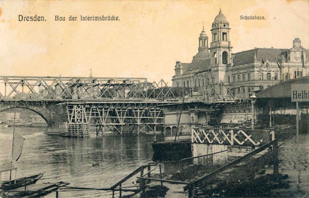 Augustusbrücke - Bau der Interimsbrücke Dresden Augustusbrücke - Bau der Interimsbrücke Dresden
