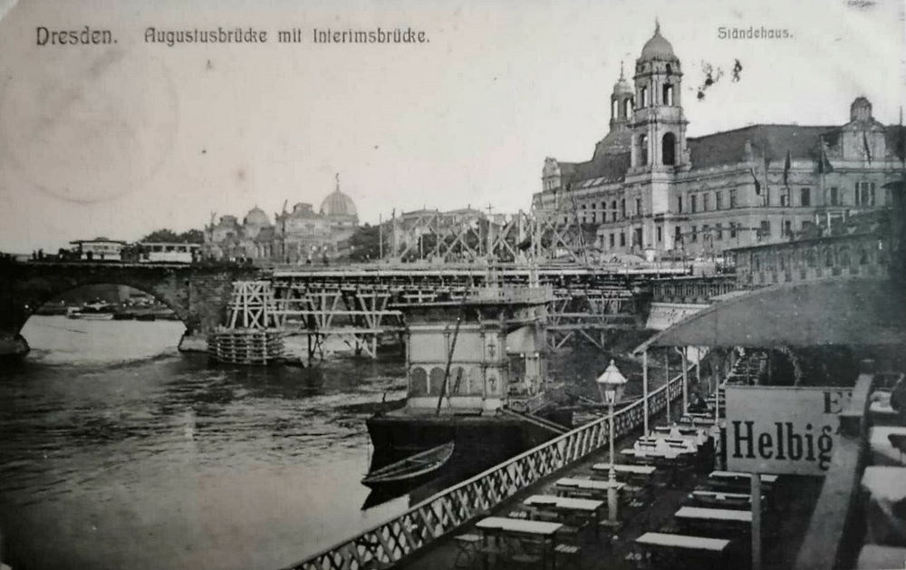Augustusbr&uuml;cke - Bau der Interimsbr&uuml;cke  Dresden