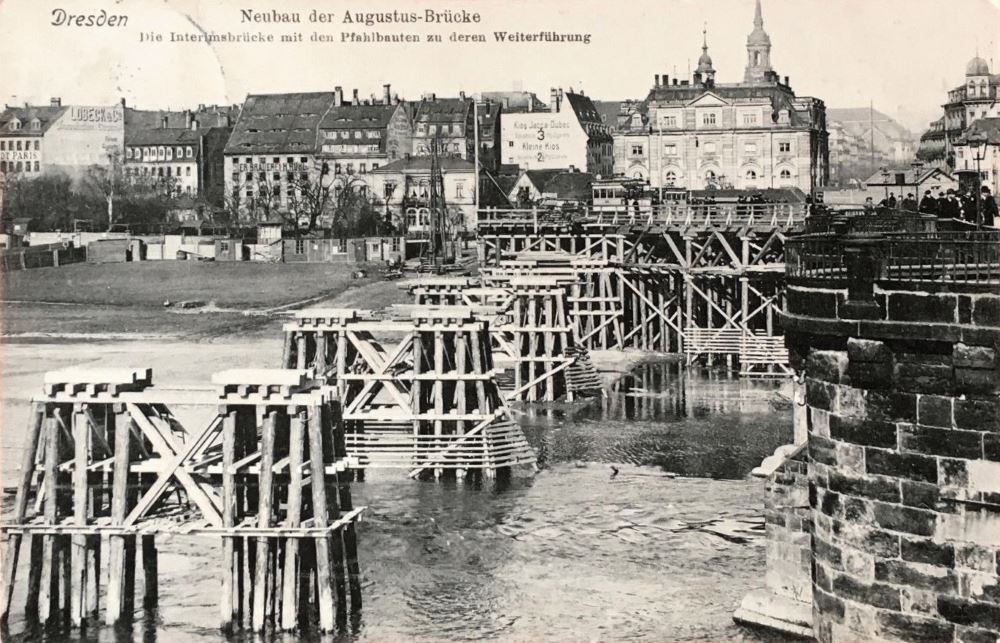 Augustusbrücke - kleine Interimsbrücke  Dresden