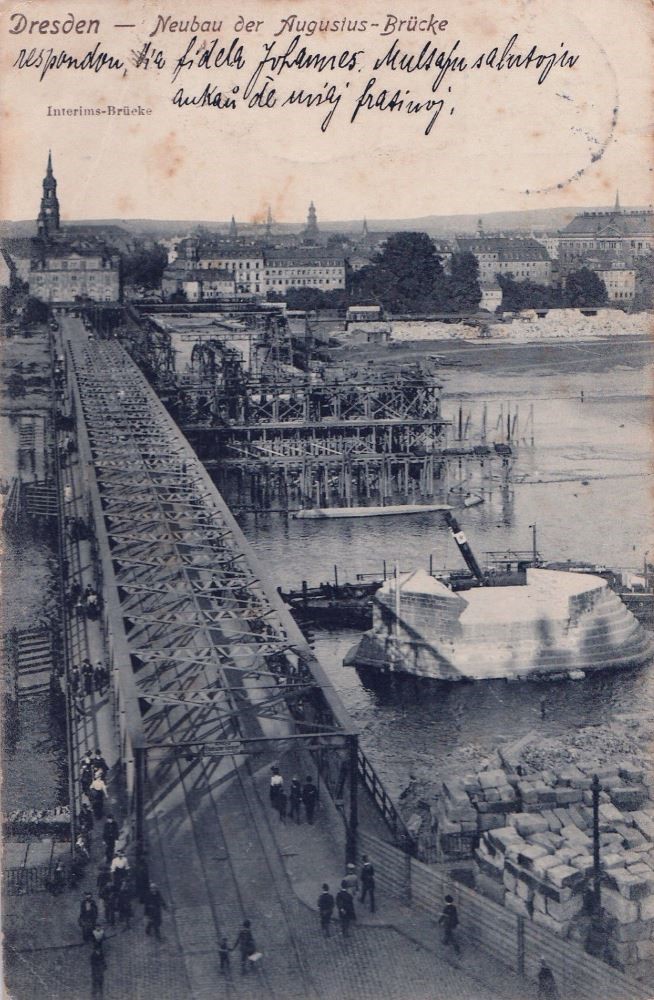 Augustusbrücke - Interimsbrücke mit Abbruch Dresden Augustusbrücke - Interimsbrücke mit Abbruch Dresden