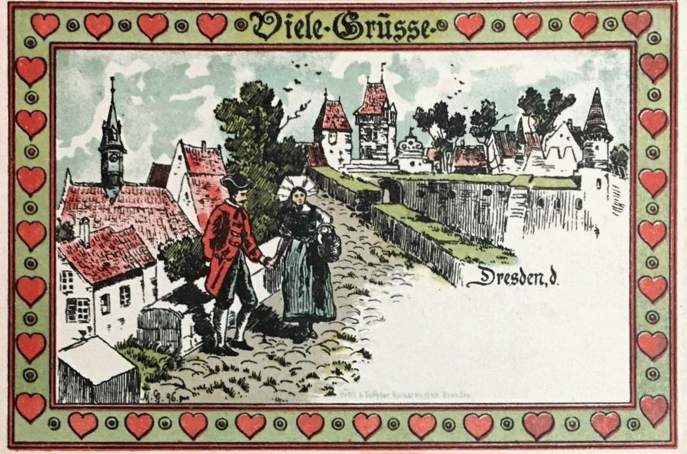 Sächsische Handwerks- und Kunstgewerbeausstellung 1896 Die alte Stadt  Dresden