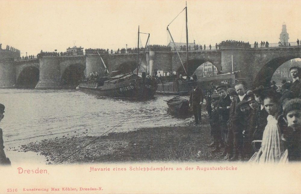 1904 Havarie eines Schleppdampfers  Dresden