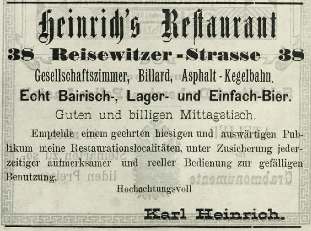 Reisewitzer Stra&szlig;e 26 (1890 Reisewitzer Stra&szlig;e 38) / Schillingstra&szlig;e  Dresden