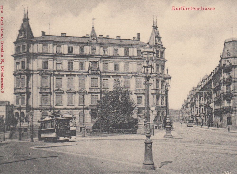 Hoyerswerdaer Stra&szlig;e 1 (-1946 Kurf&uuml;rsten&shy;stra&szlig;e 1), Glacisstra&szlig;e 2  Dresden